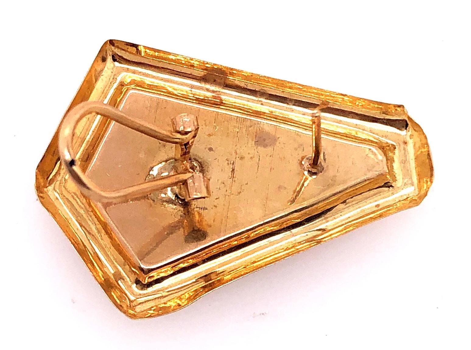 Boucles d'oreilles en forme de Pentagone en or jaune 14 carats et onyx avec serrures anglaises Unisexe en vente