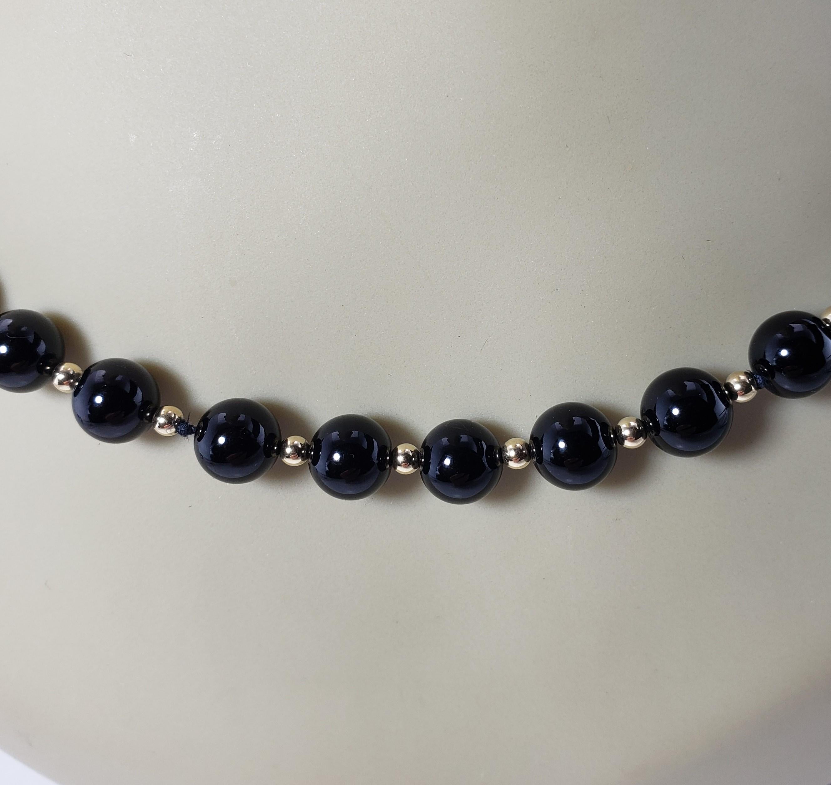 Women's 14 Karat Yellow Gold and Onyx Necklace For Sale