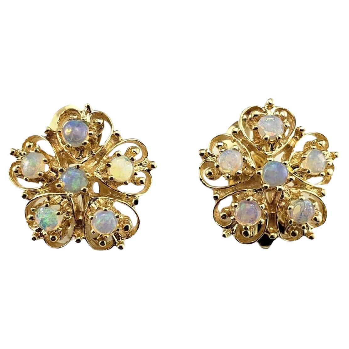14 Karat Yellow Gold and Opal Earrings #16739 For Sale