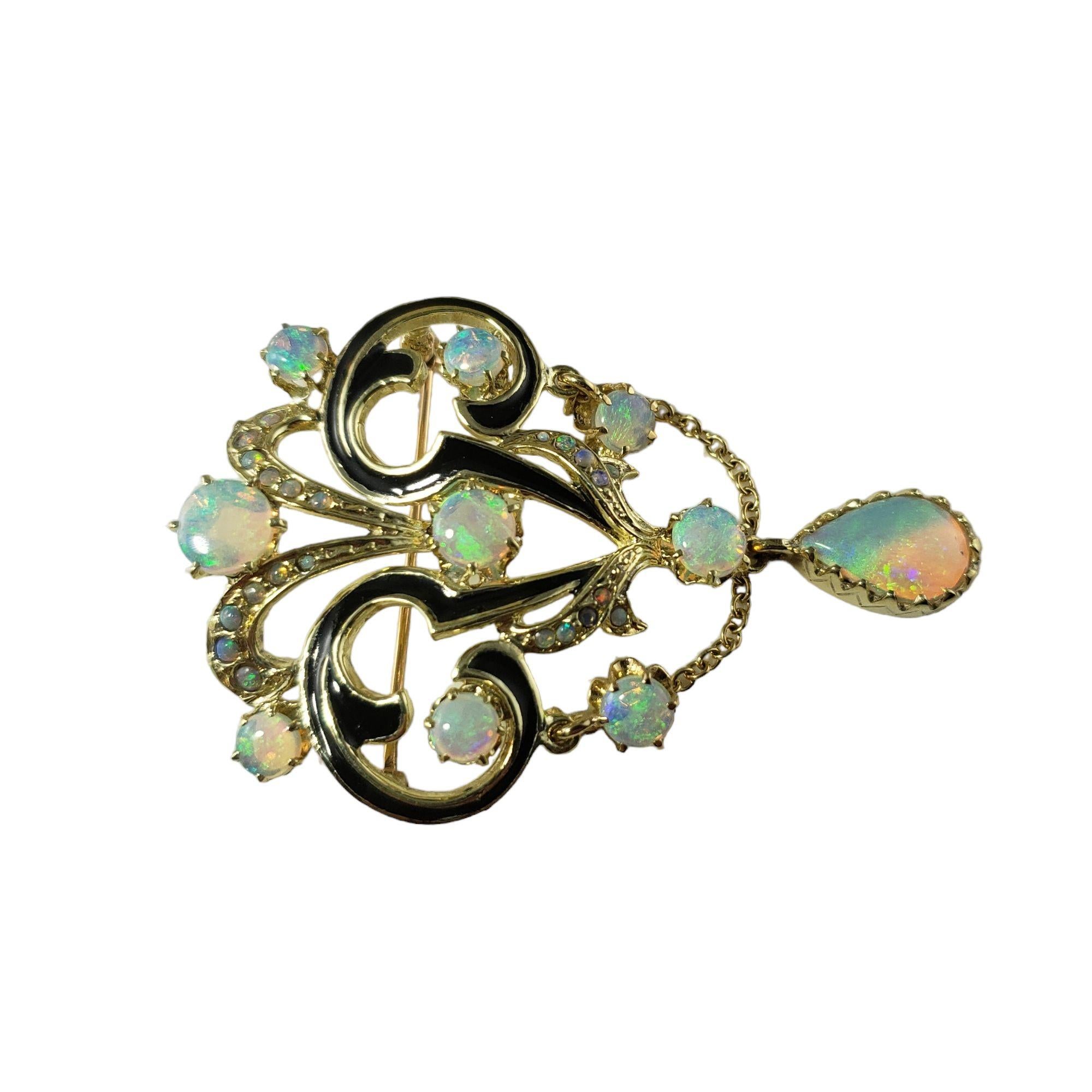 Round Cut 14 Karat Yellow Gold and Opal Pin/Pendant For Sale