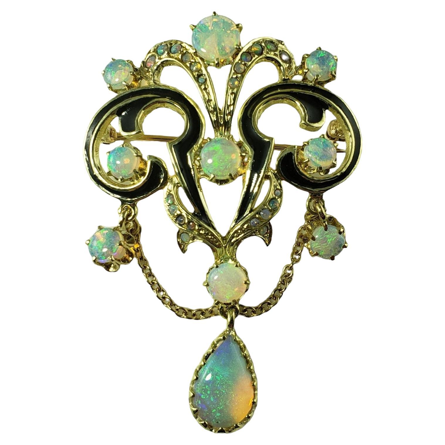 14 Karat Yellow Gold and Opal Pin/Pendant For Sale