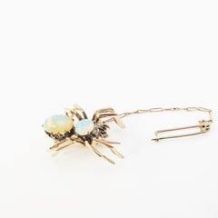 14 Karat Yellow Gold and Opal Spider Pin / Brooch