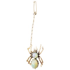 Vintage 14 Karat Yellow Gold and Opal Spider Pin / Brooch