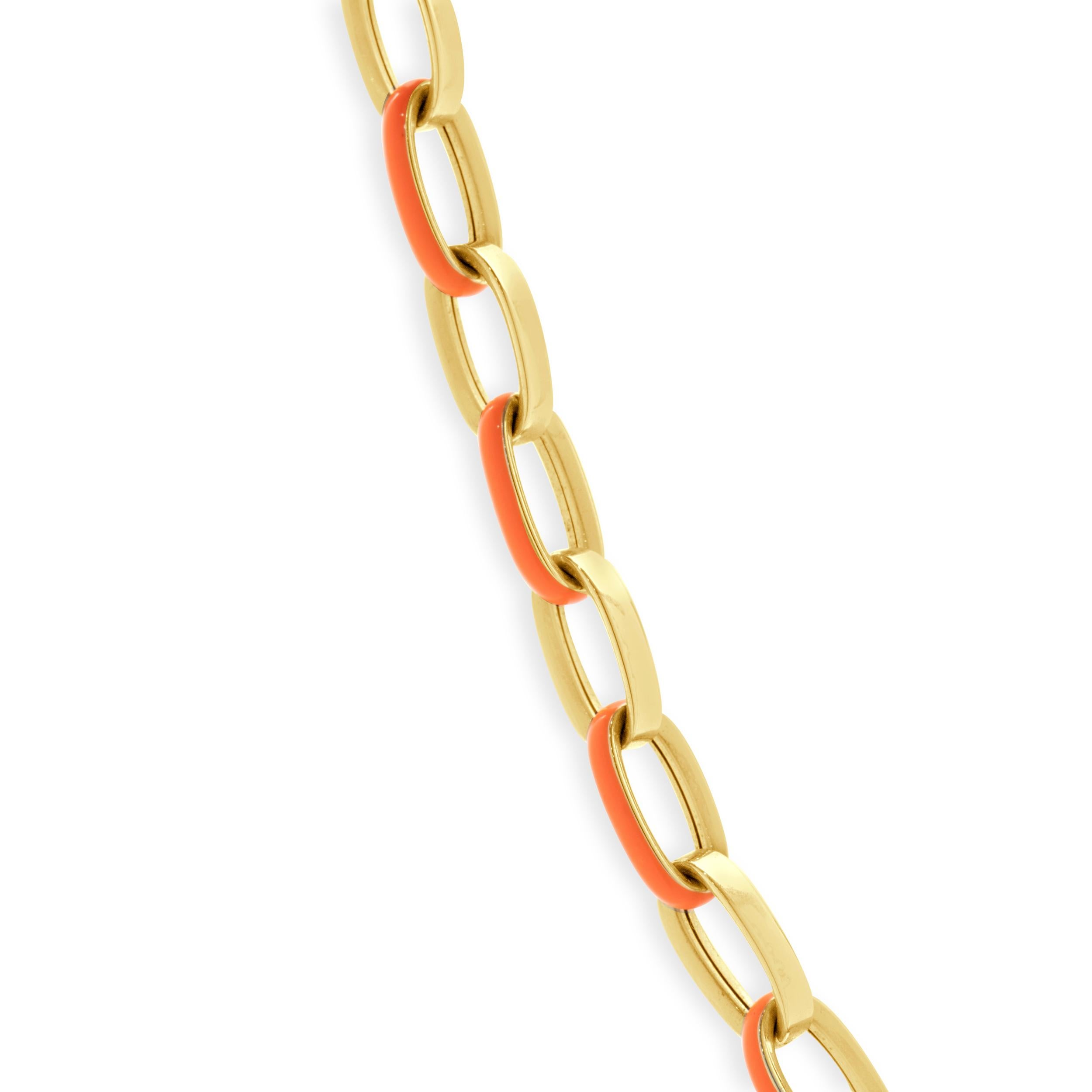 Designer: personalizzato
Materiale: Giallo 14K  oro 
Dimensioni: la collana misura 18 pollici di lunghezza
Peso: 11.48 grammi