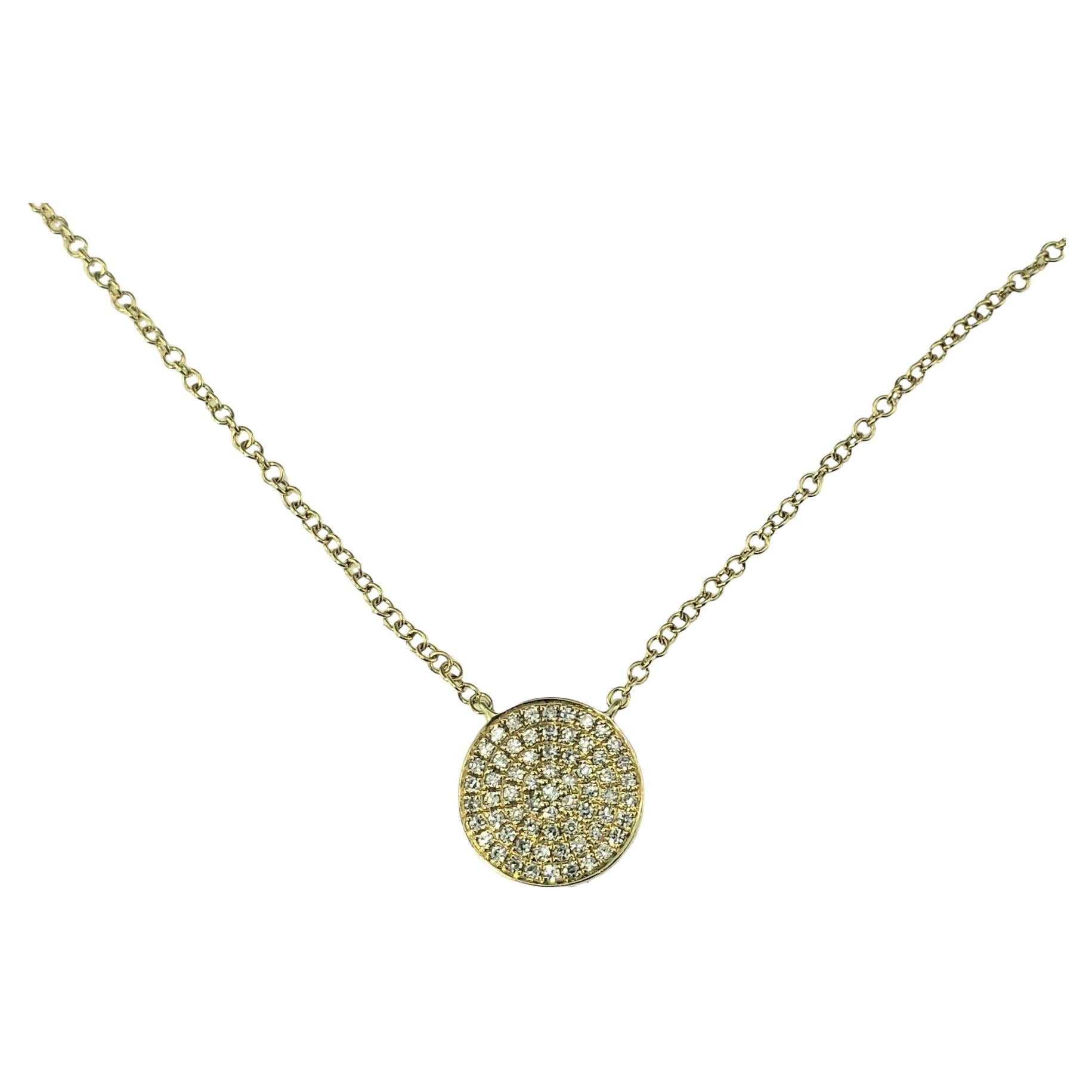 14 Karat Yellow Gold and Pave Diamond Pendant Necklace #17663