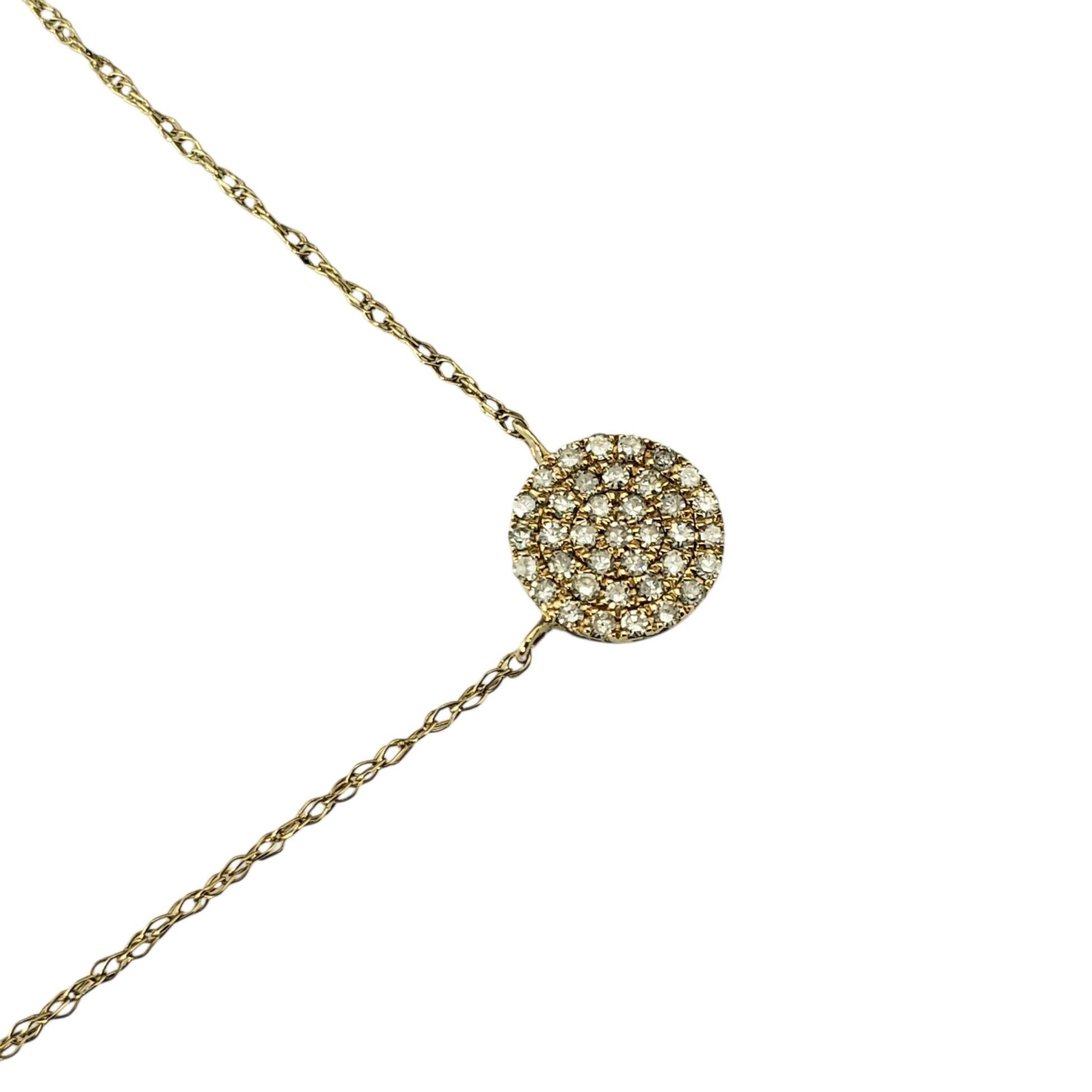 Taille simple 14 Karat Yellow Gold and Pave Diamond Pendant Necklace #22210 en vente