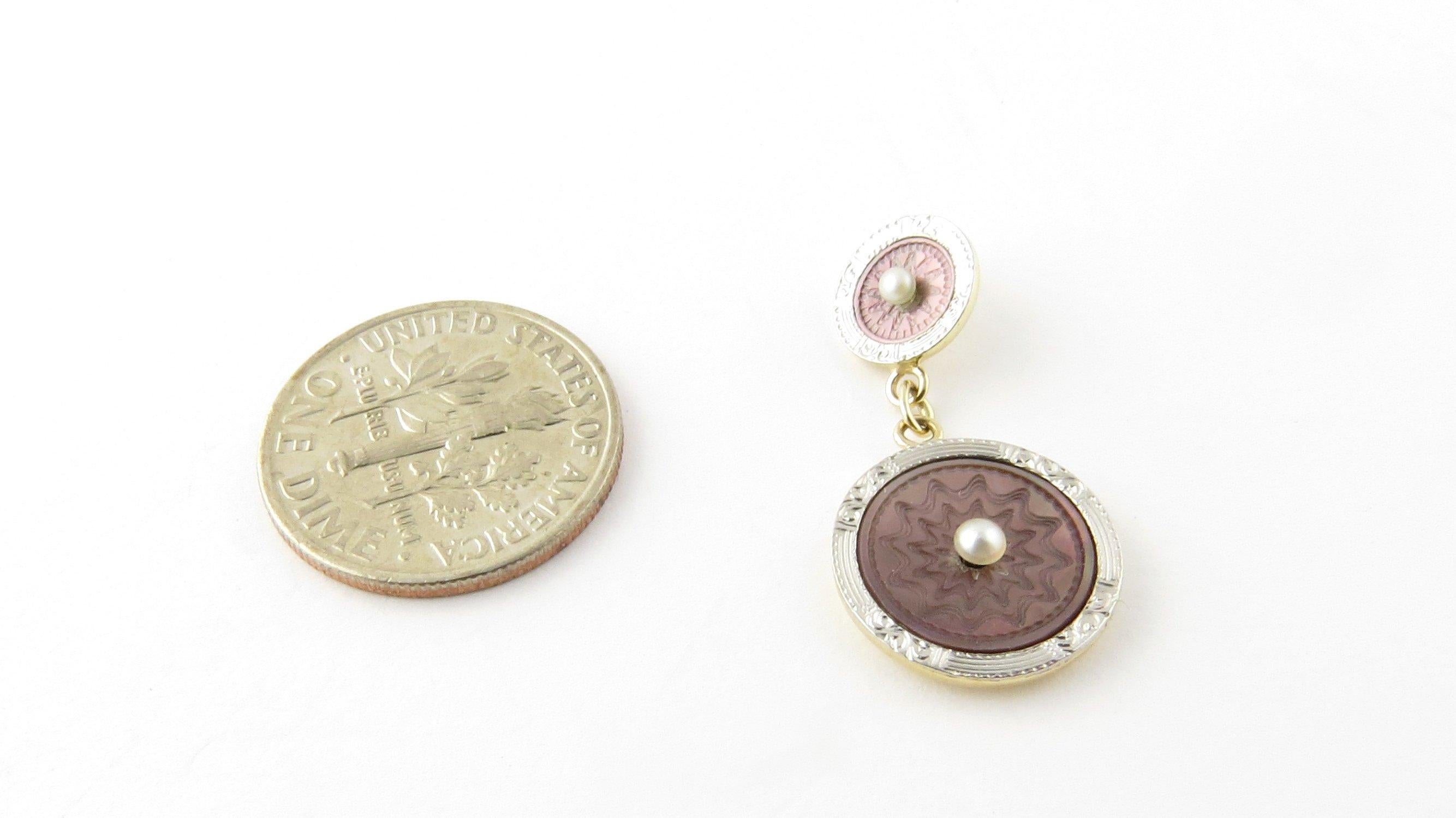 14 Karat Yellow Gold and Pearl Ancient Coin Replica Pendant For Sale 1