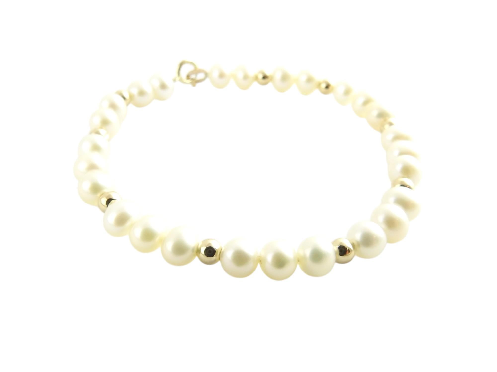 14 Karat Yellow Gold and Pearl Bracelet Small 5.25
