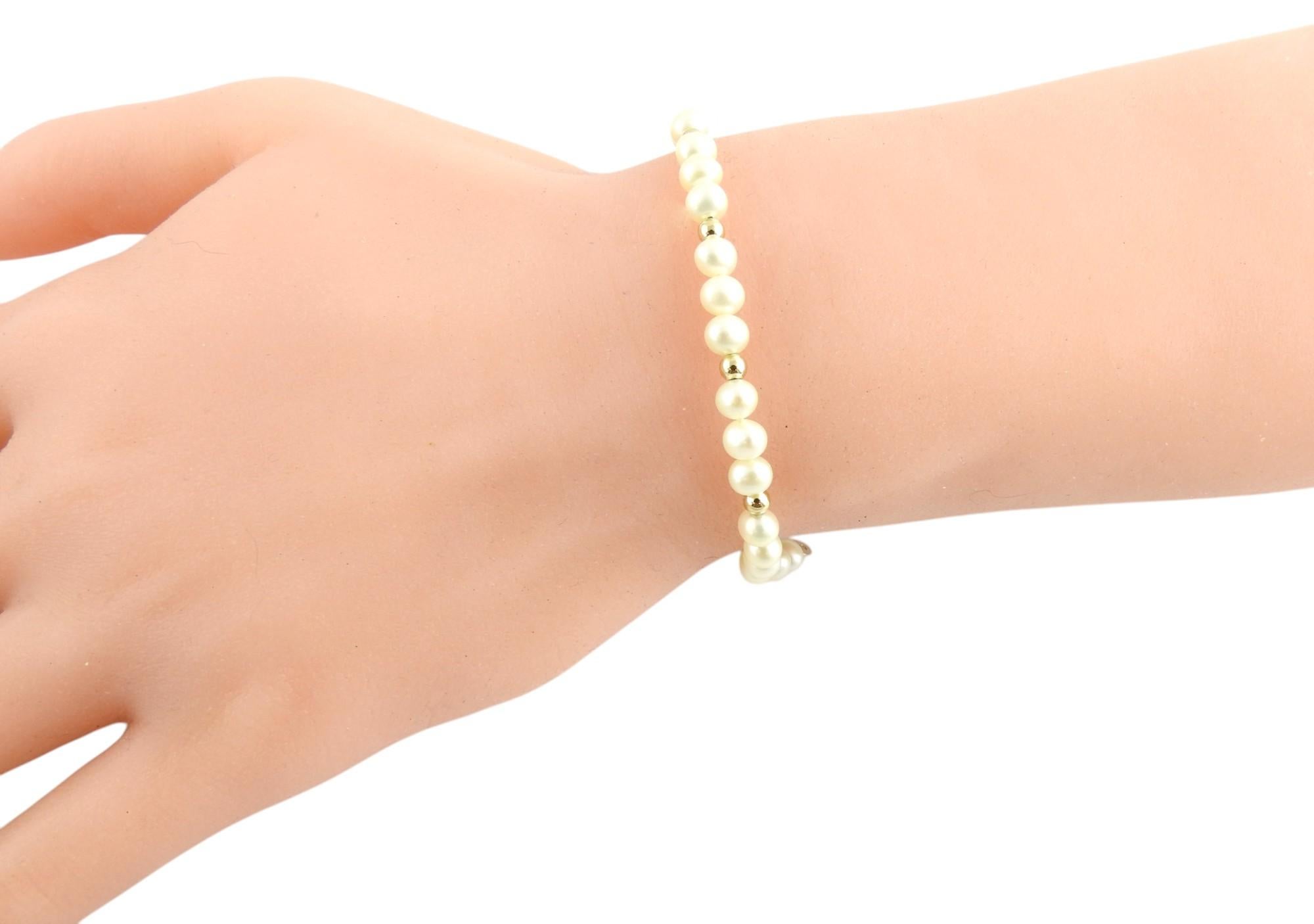 Women's 14 Karat Yellow Gold and Pearl Bracelet Small 5.25