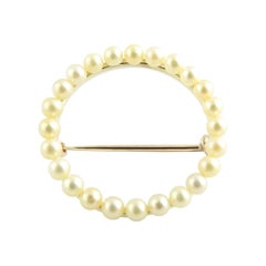 Vintage 14 Karat Yellow Gold and Pearl Brooch / Pin