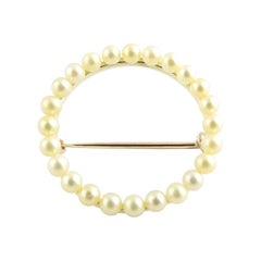 14 Karat Yellow Gold and Pearl Brooch / Pin