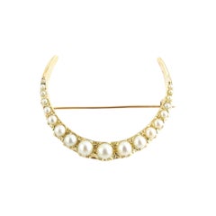 Vintage 14 Karat Yellow Gold and Pearl Brooch / Pin