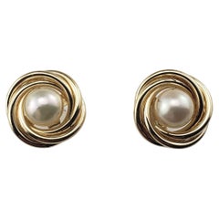  14 Karat Yellow Gold and Pearl Earrings #15516