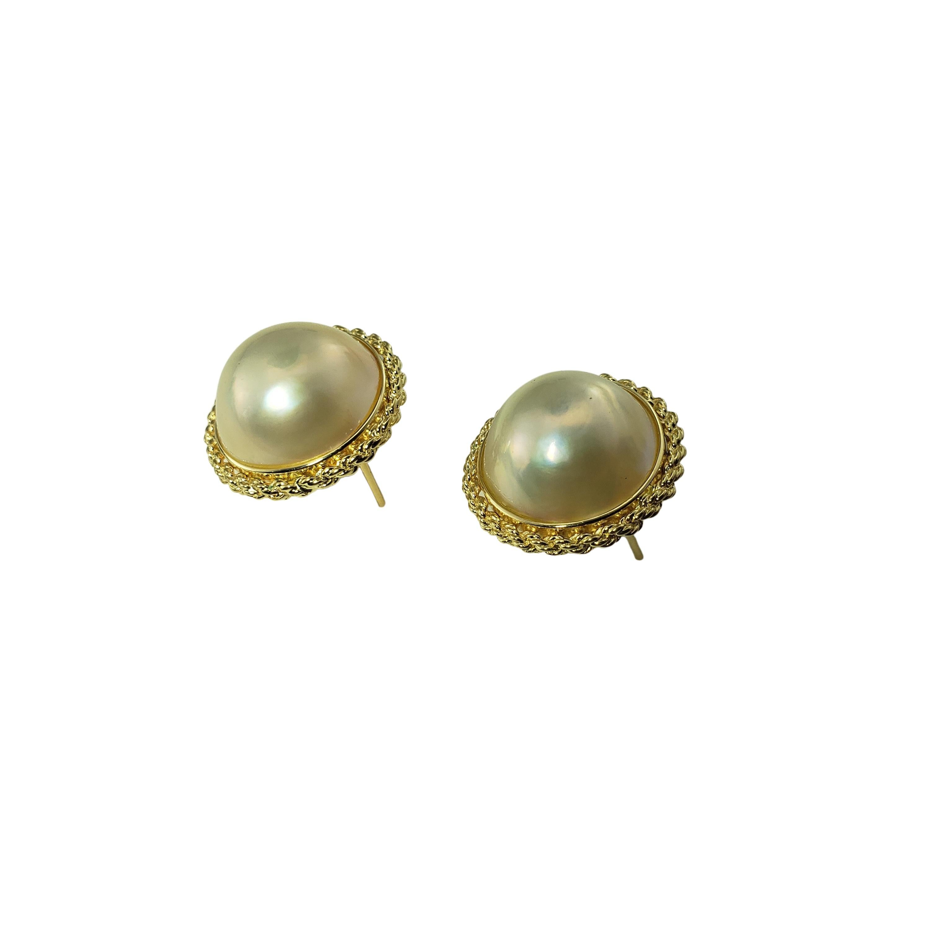 Round Cut 14 Karat Yellow Gold and Pearl Earrings For Sale