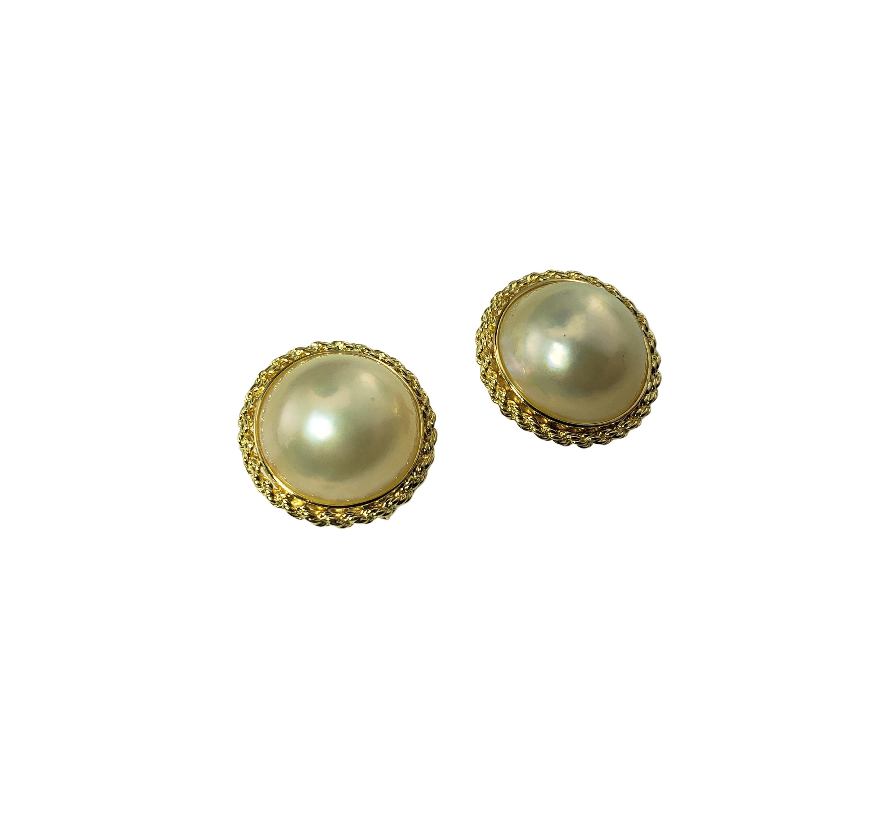 Women's 14 Karat Yellow Gold and Pearl Earrings For Sale