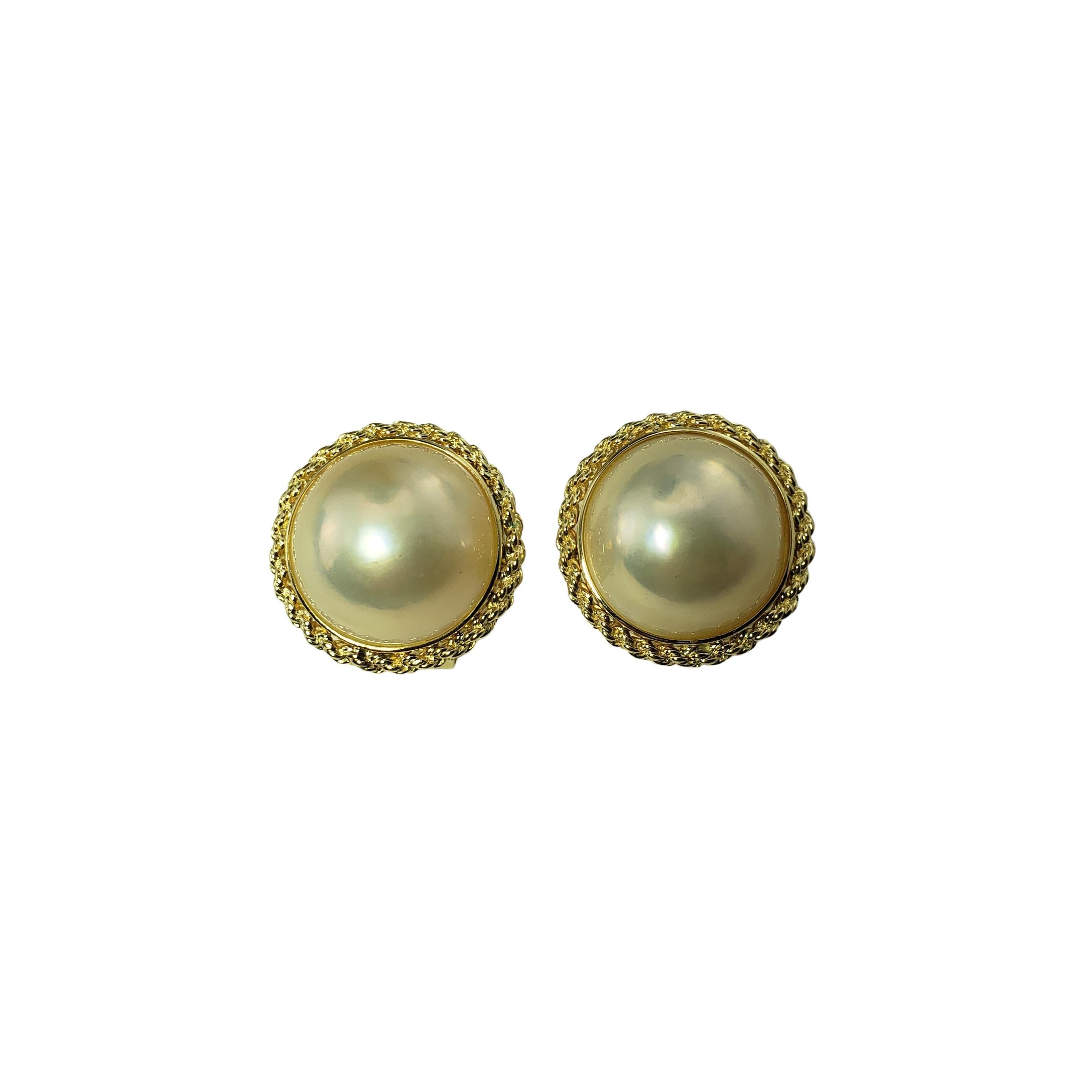 14 Karat Yellow Gold and Pearl Earrings For Sale 1