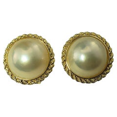 14 Karat Yellow Gold and Pearl Earrings