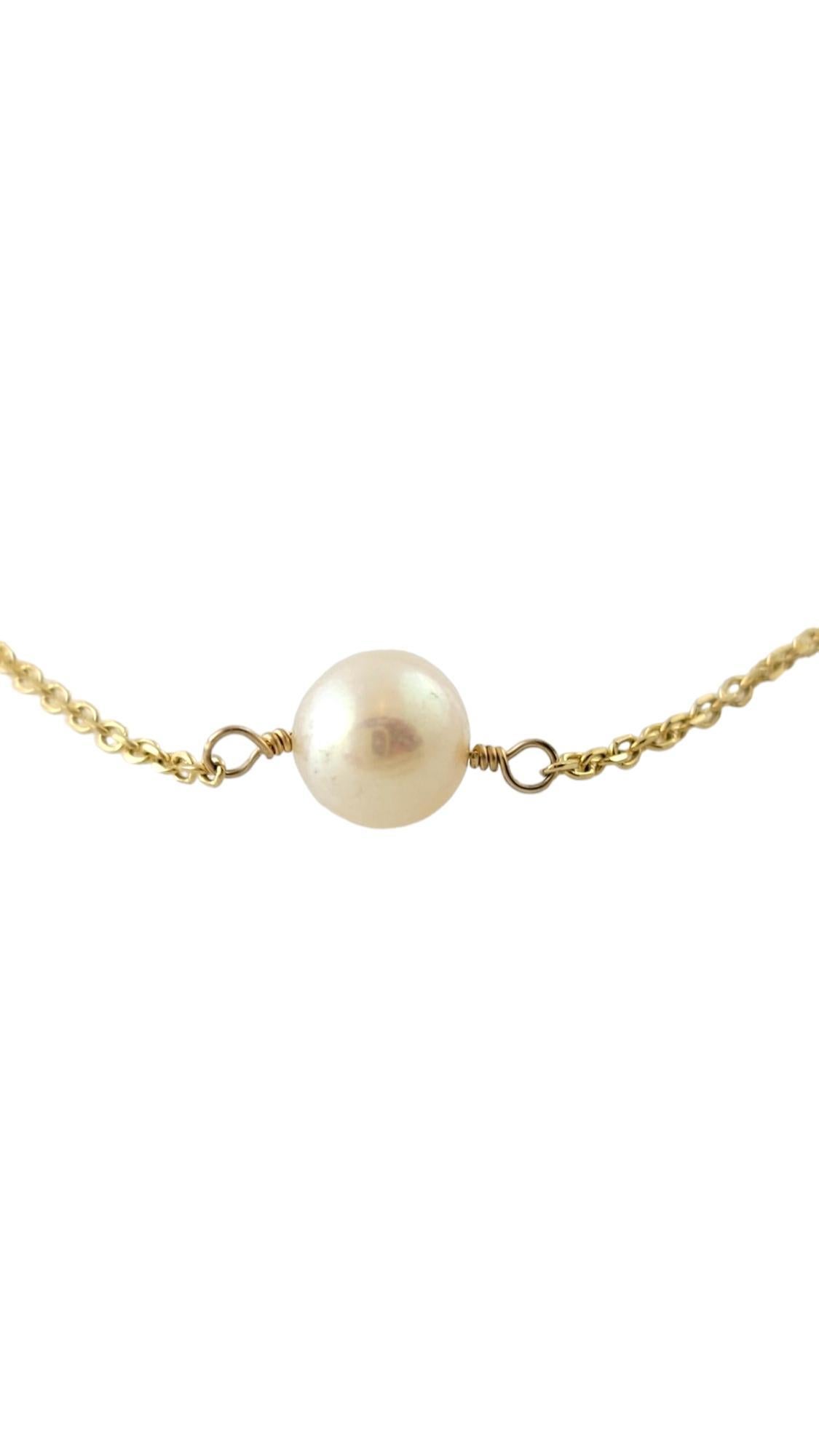Round Cut 14 Karat Yellow Gold and Pearl Floating Necklace 16