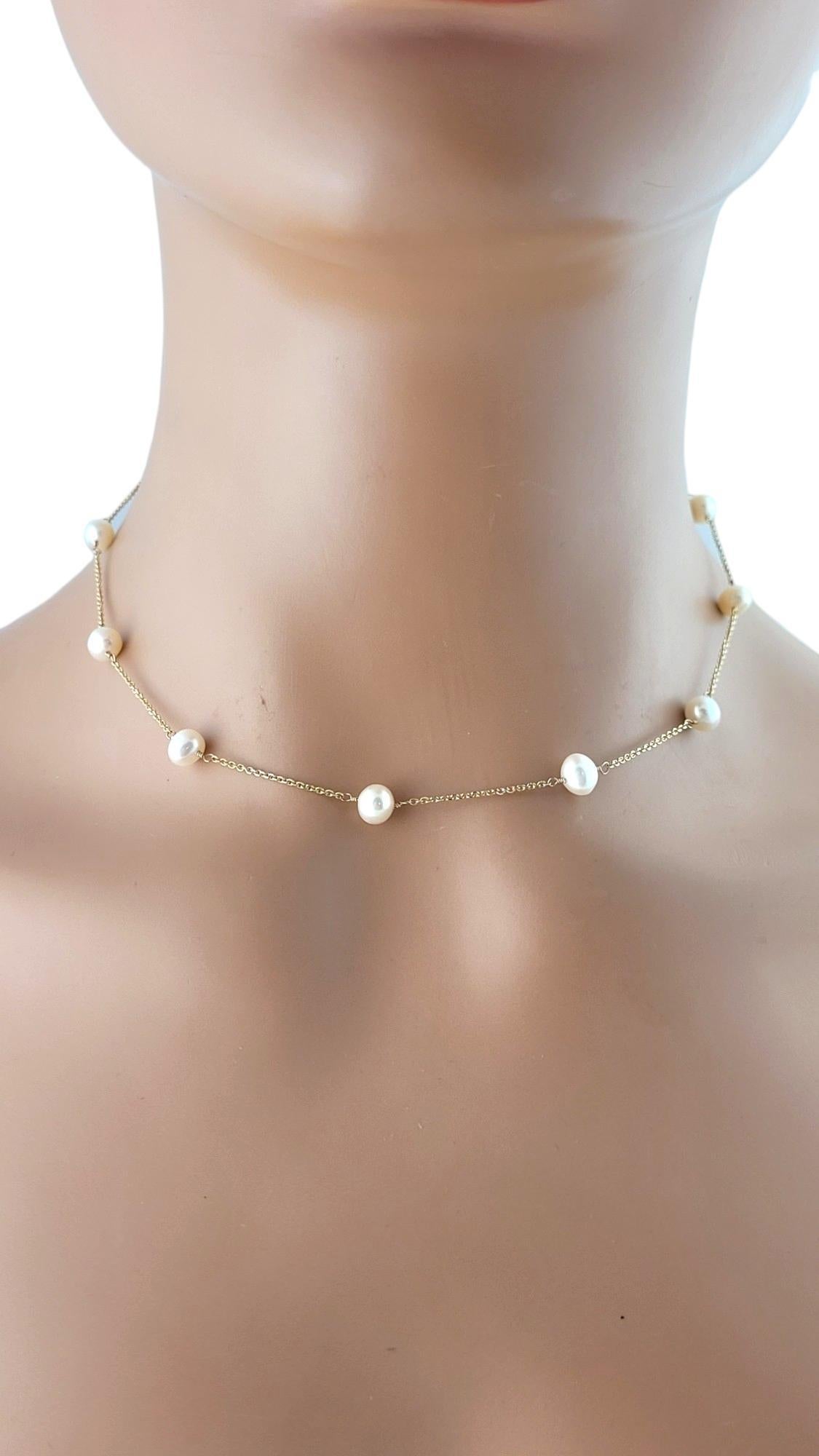14 Karat Yellow Gold and Pearl Floating Necklace 16