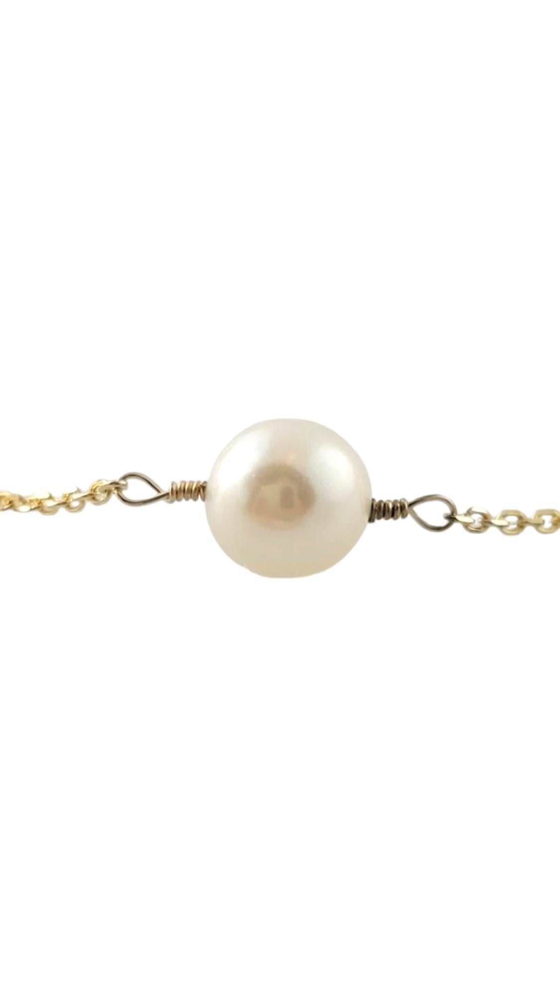 Taille ronde Collier flottant en or jaune 14 carats et perles 16 3/4