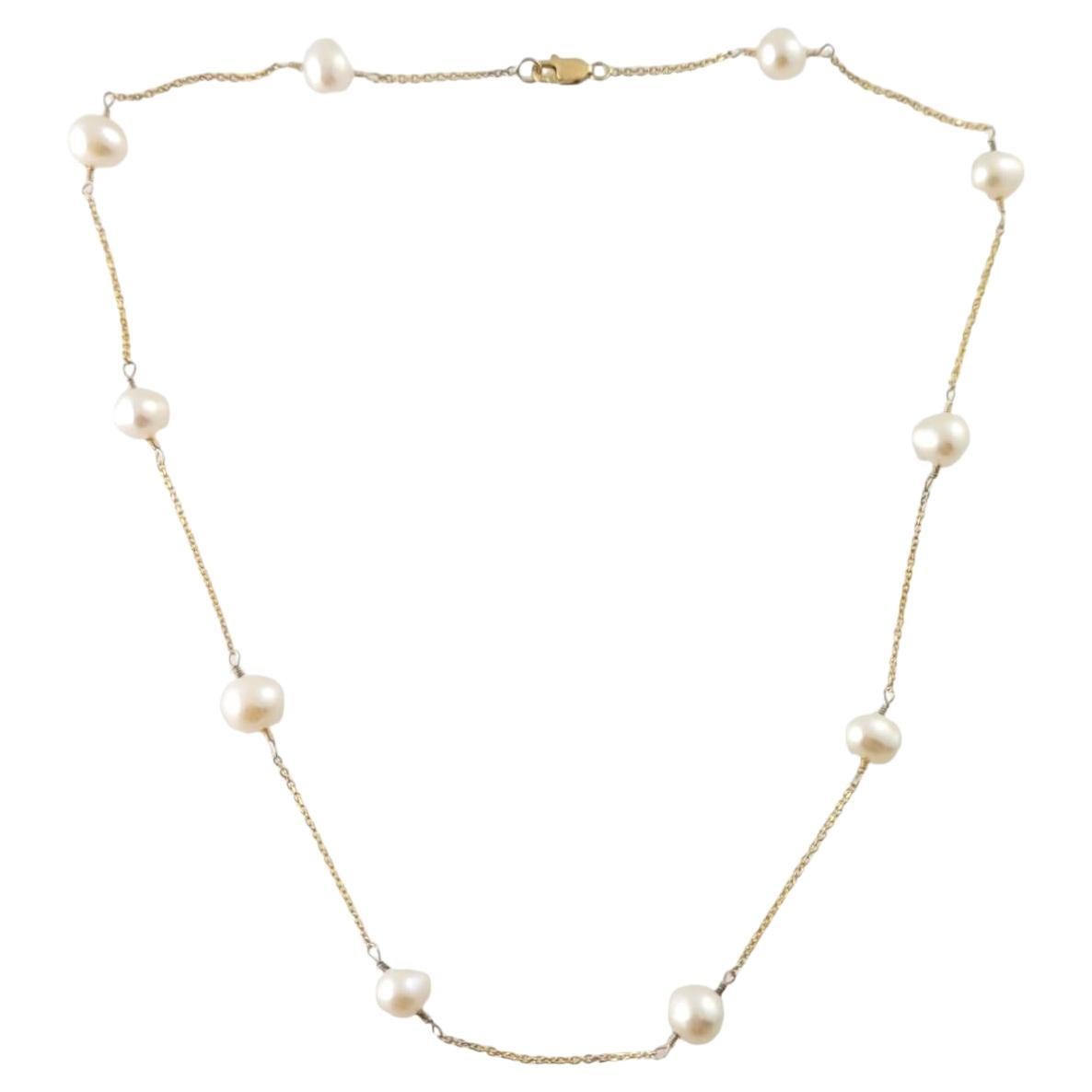 14 Karat Yellow Gold and Pearl Floating Necklace 16 3/4" #17836