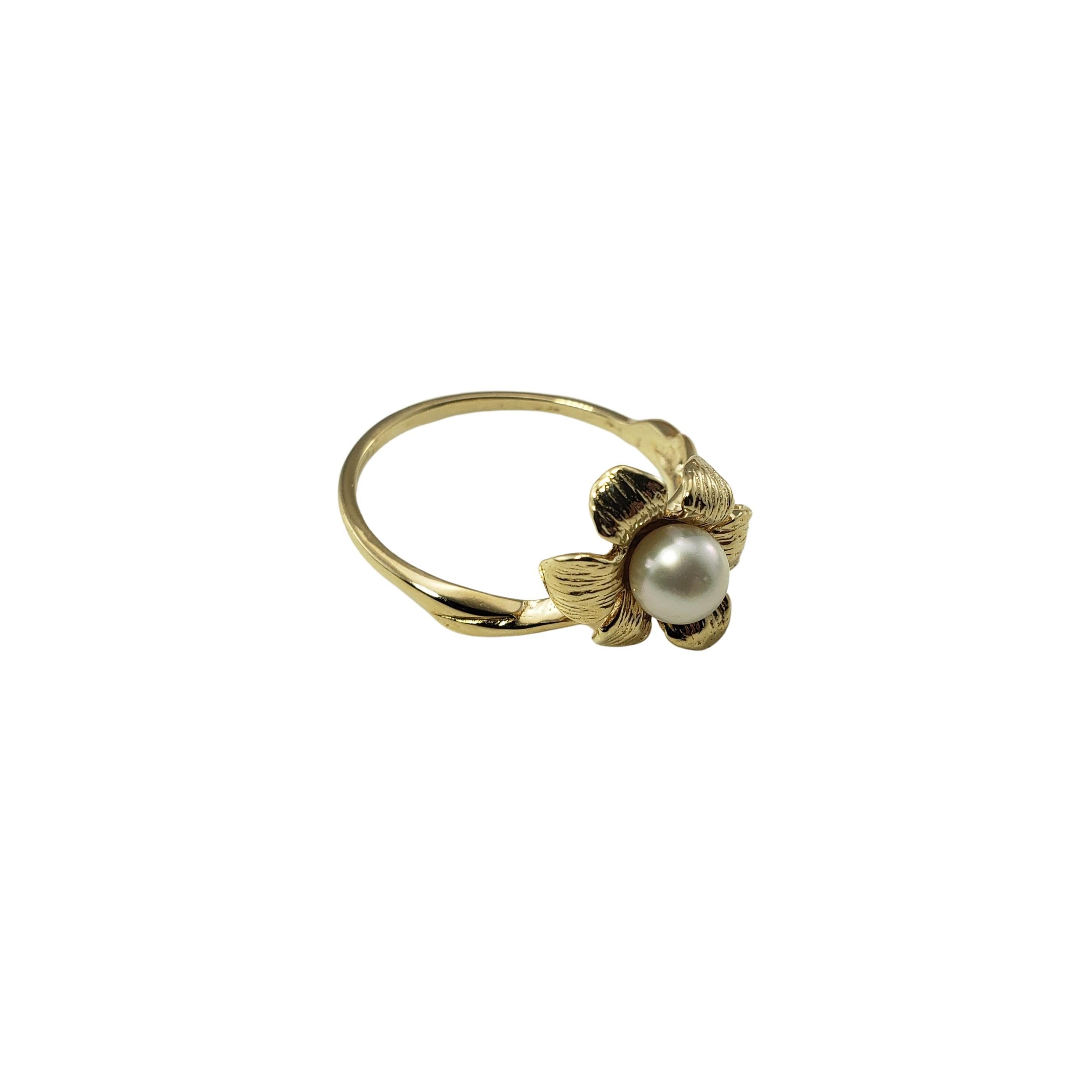 Women's 14 Karat Yellow Gold and Pearl Flower Ring