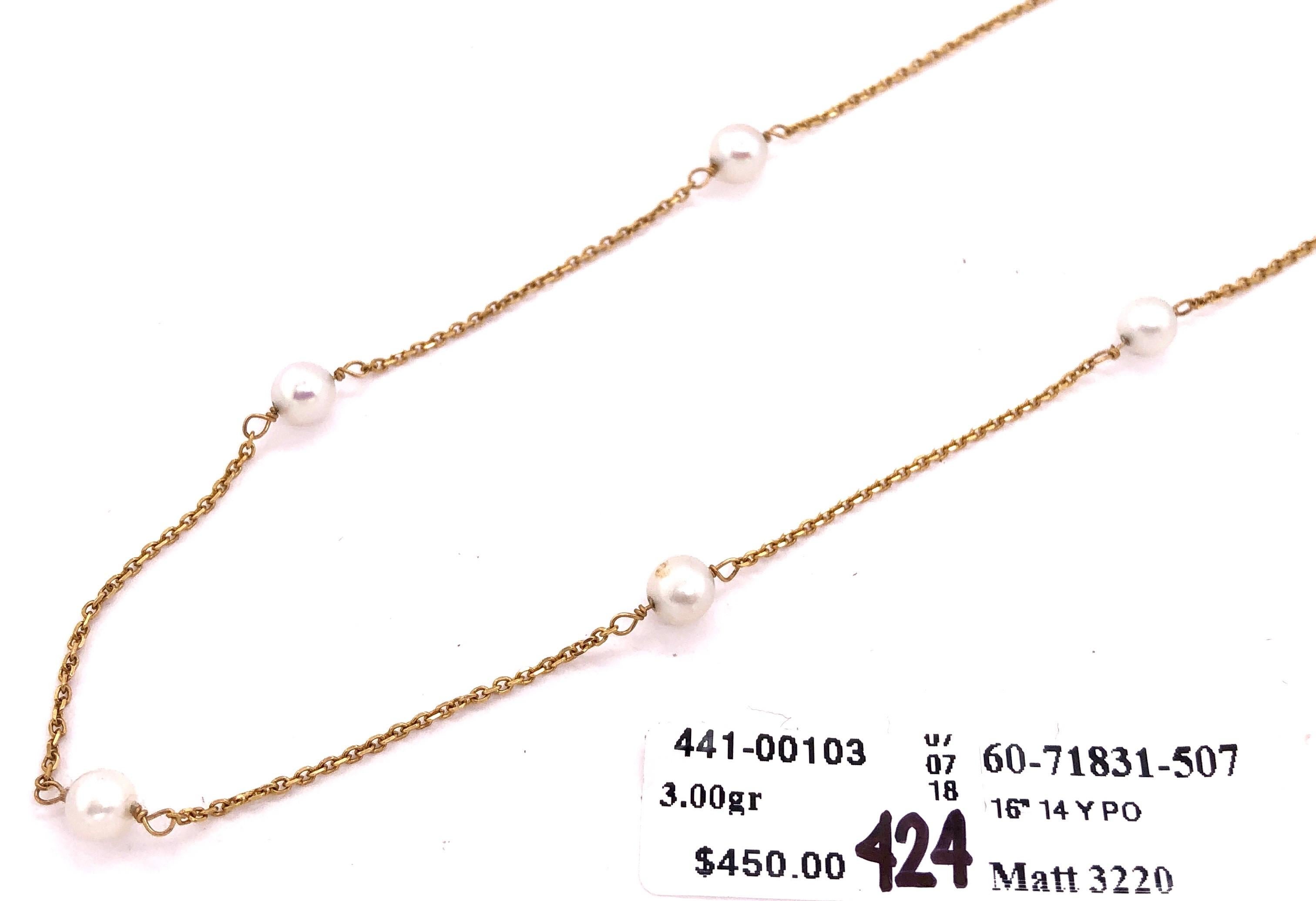Modern 14 Karat Yellow Gold and Pearl Necklace For Sale