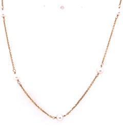 14 Karat Yellow Gold and Pearl Necklace