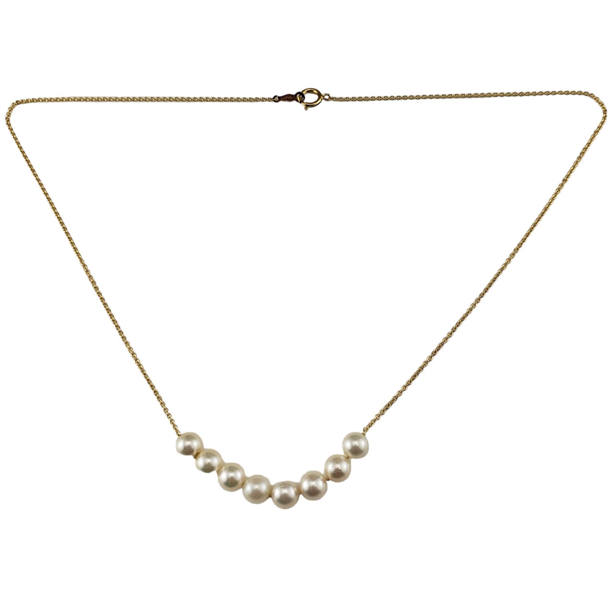 Round Cut 14 Karat Yellow Gold and Pearl Necklace #17093 For Sale
