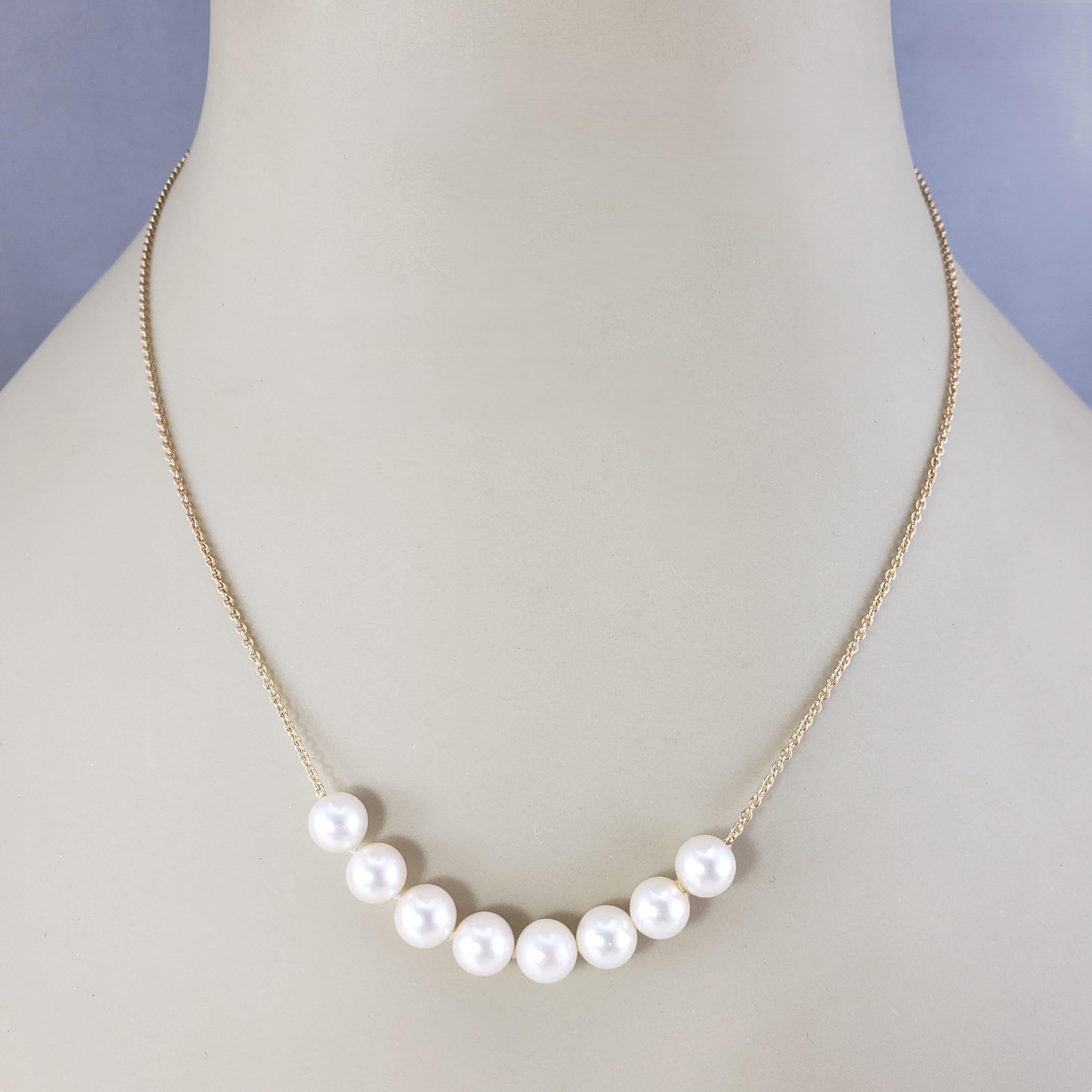 14 Karat Yellow Gold and Pearl Necklace #17093 For Sale 2
