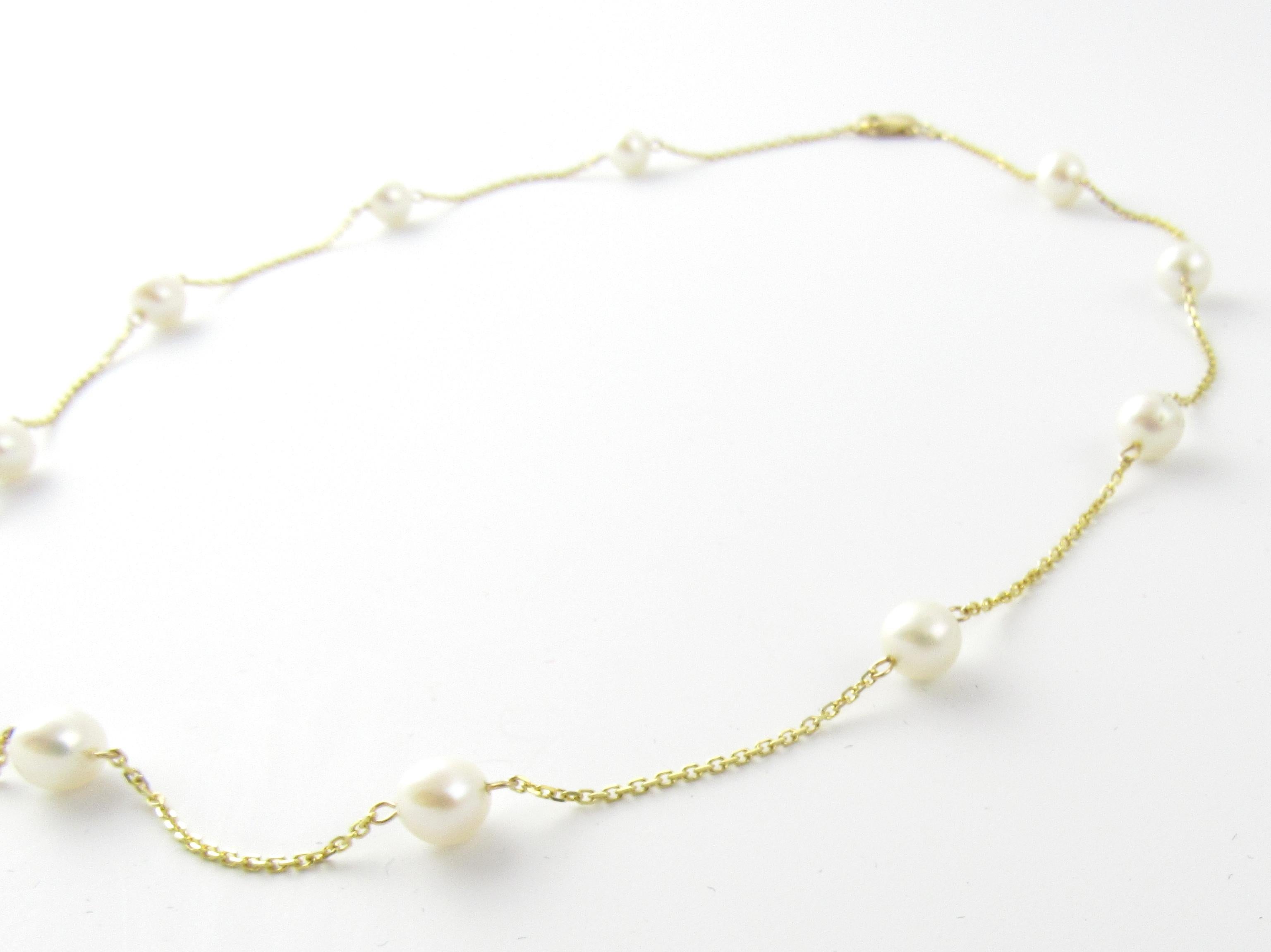 Cabochon 14 Karat Yellow Gold and Pearl Necklace For Sale
