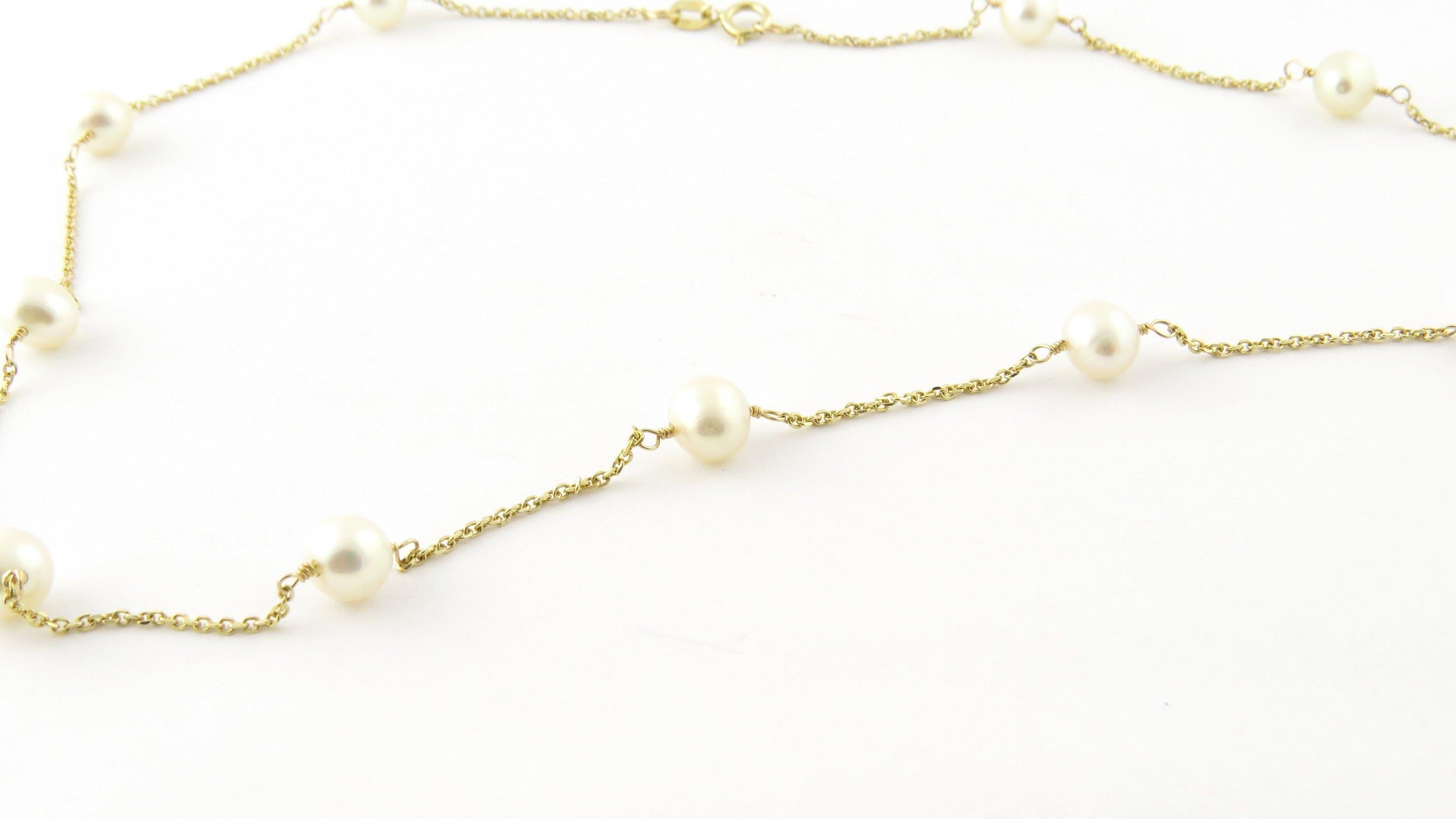 14 Karat Yellow Gold and Pearl Necklace 1