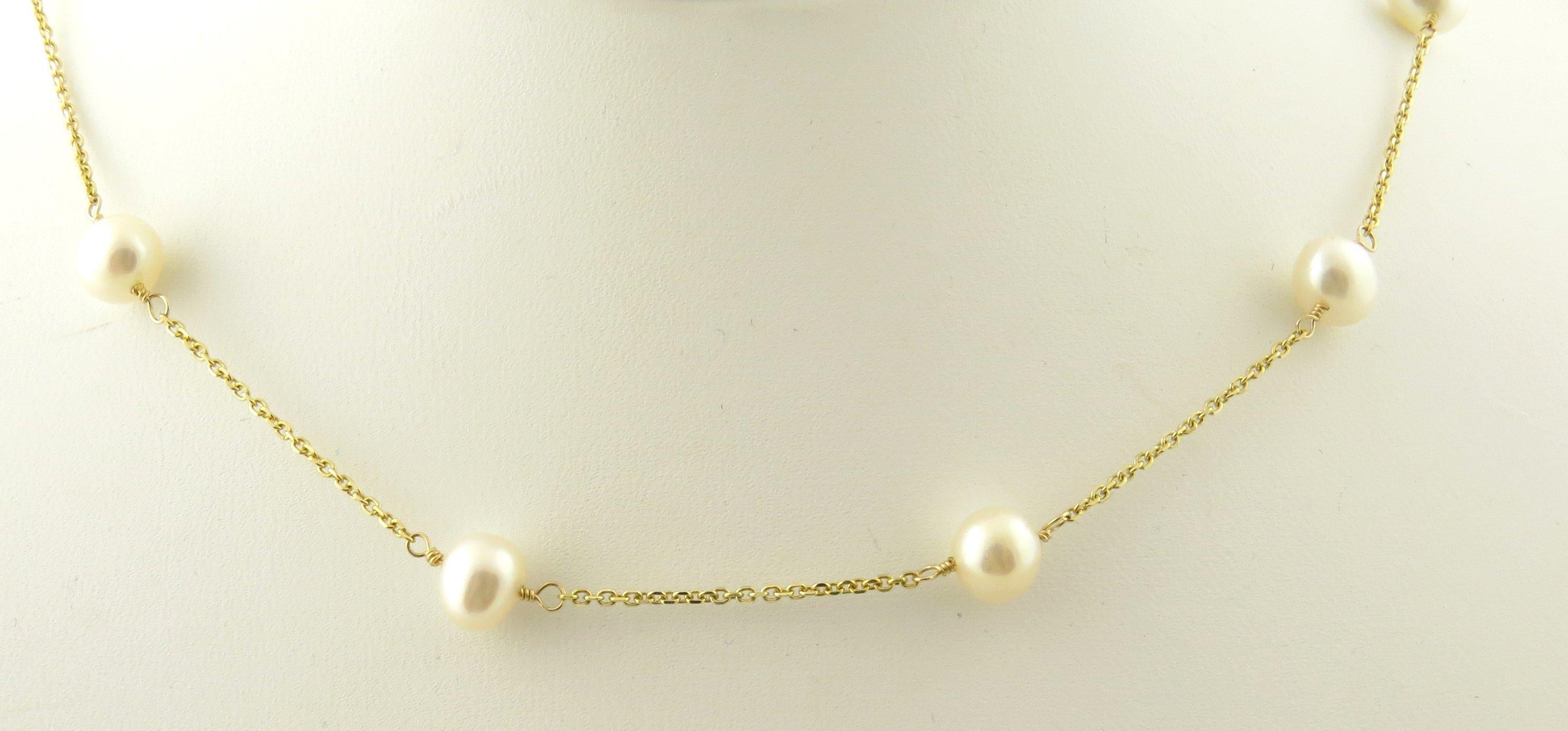 14 Karat Yellow Gold and Pearl Necklace 2