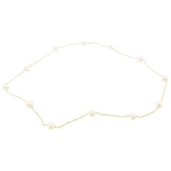 14 Karat Yellow Gold and Pearl Necklace