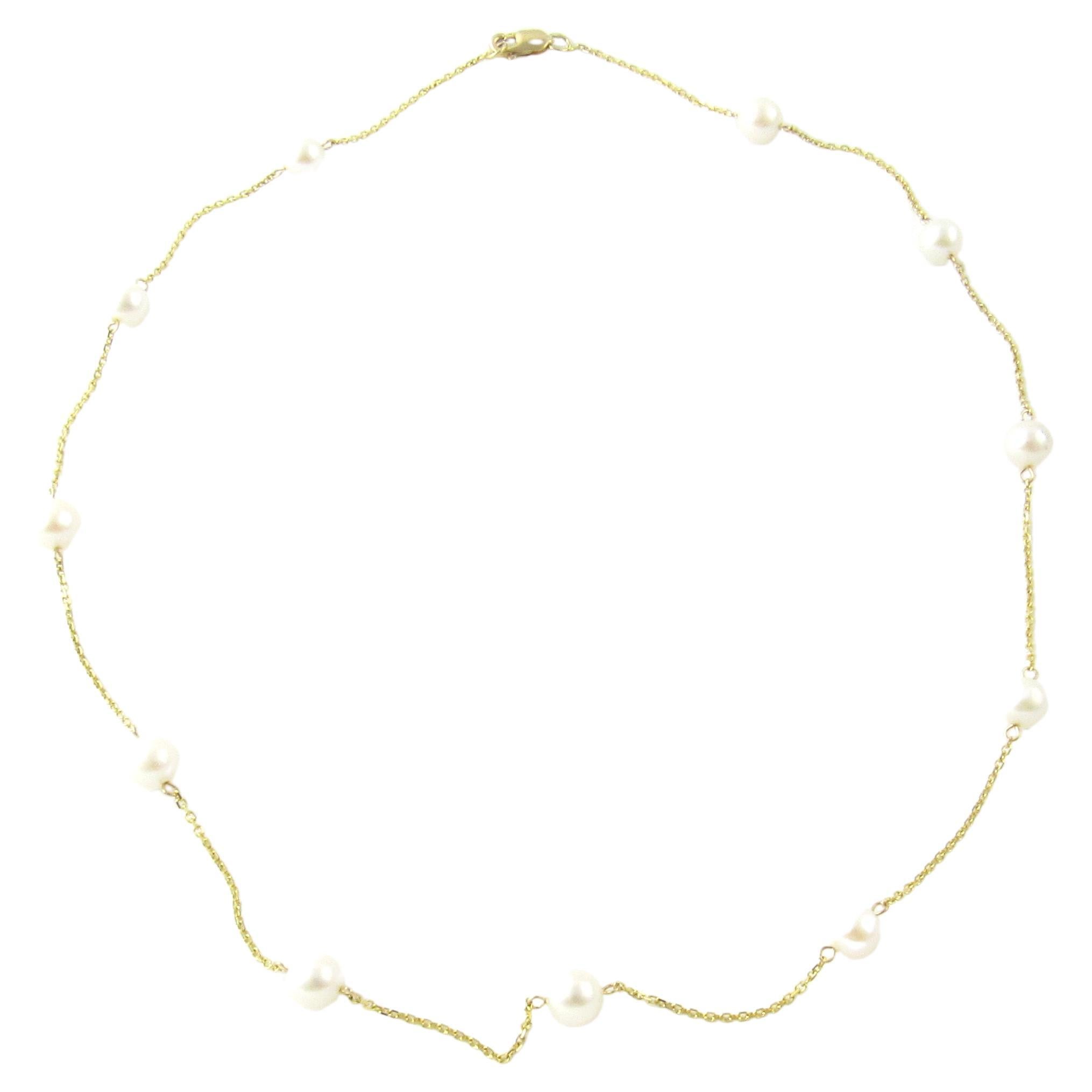 Halskette aus 14 Karat Gelbgold und Perlen im Angebot