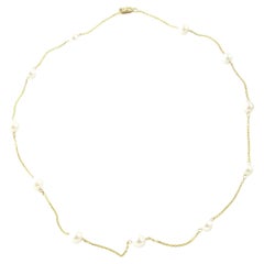 14 Karat Yellow Gold and Pearl Necklace