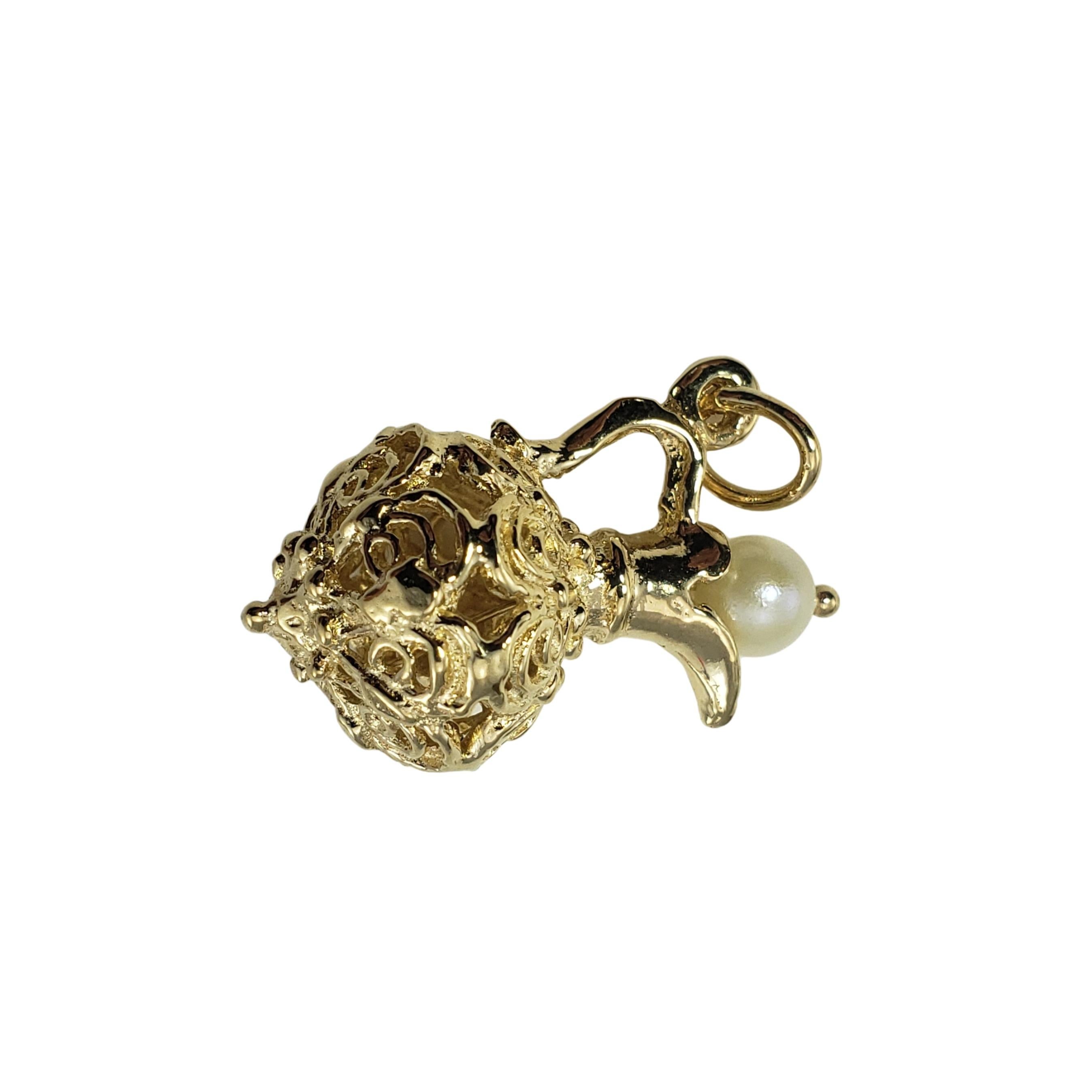 Cabochon 14 Karat Yellow Gold and Pearl Pitcher Charm For Sale
