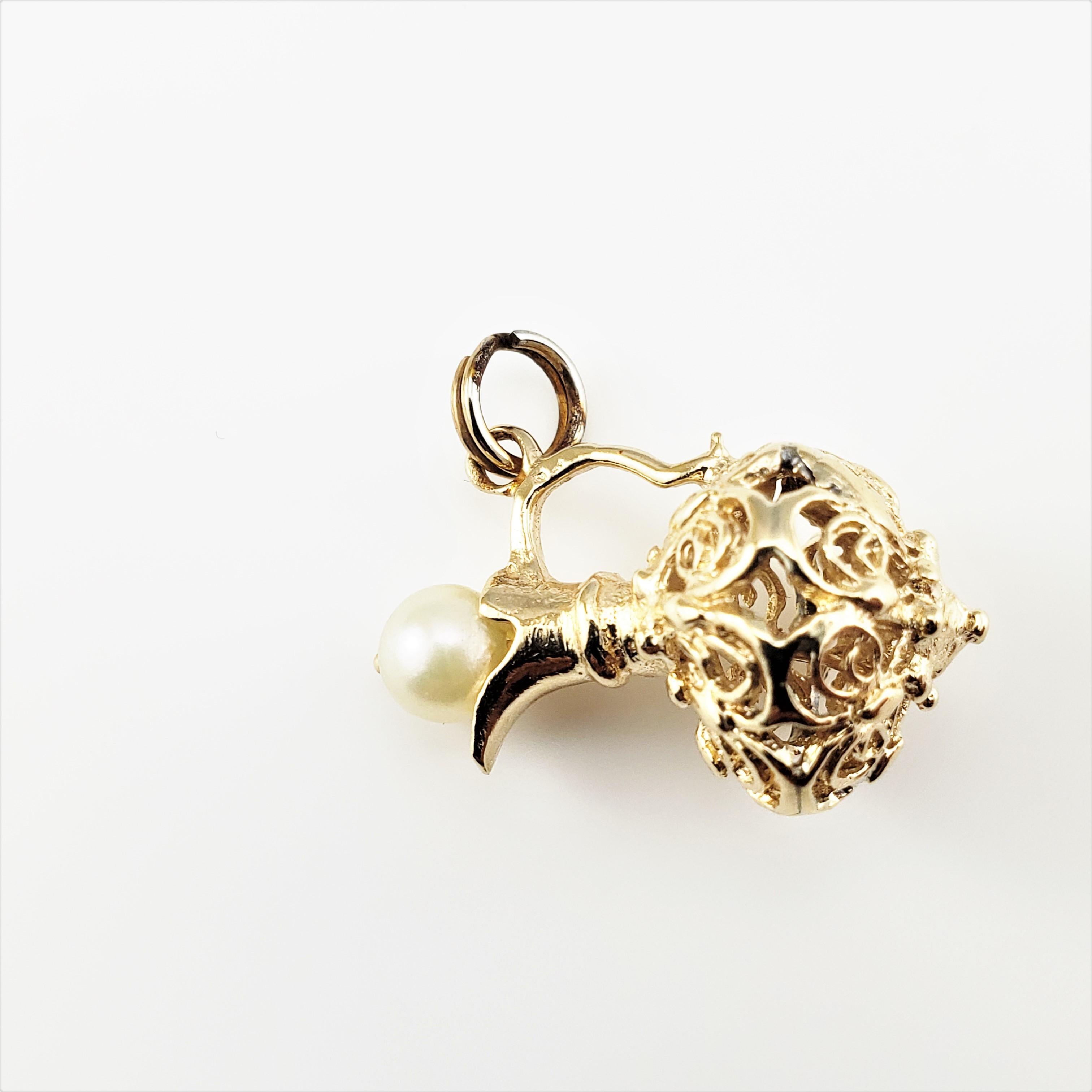 14 Karat Yellow Gold and Pearl Pitcher Charm In Good Condition In Washington Depot, CT