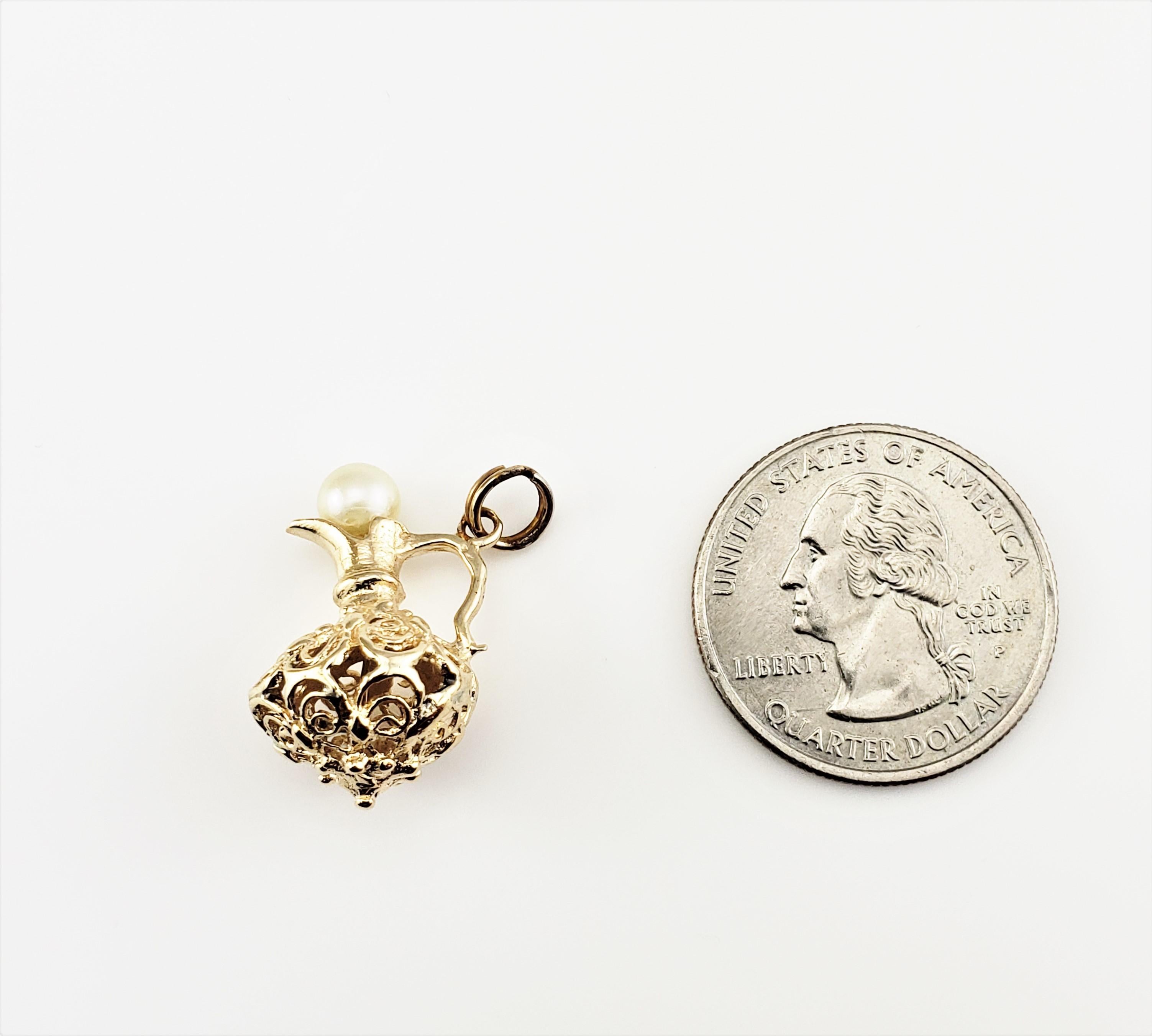 Women's or Men's 14 Karat Yellow Gold and Pearl Pitcher Charm