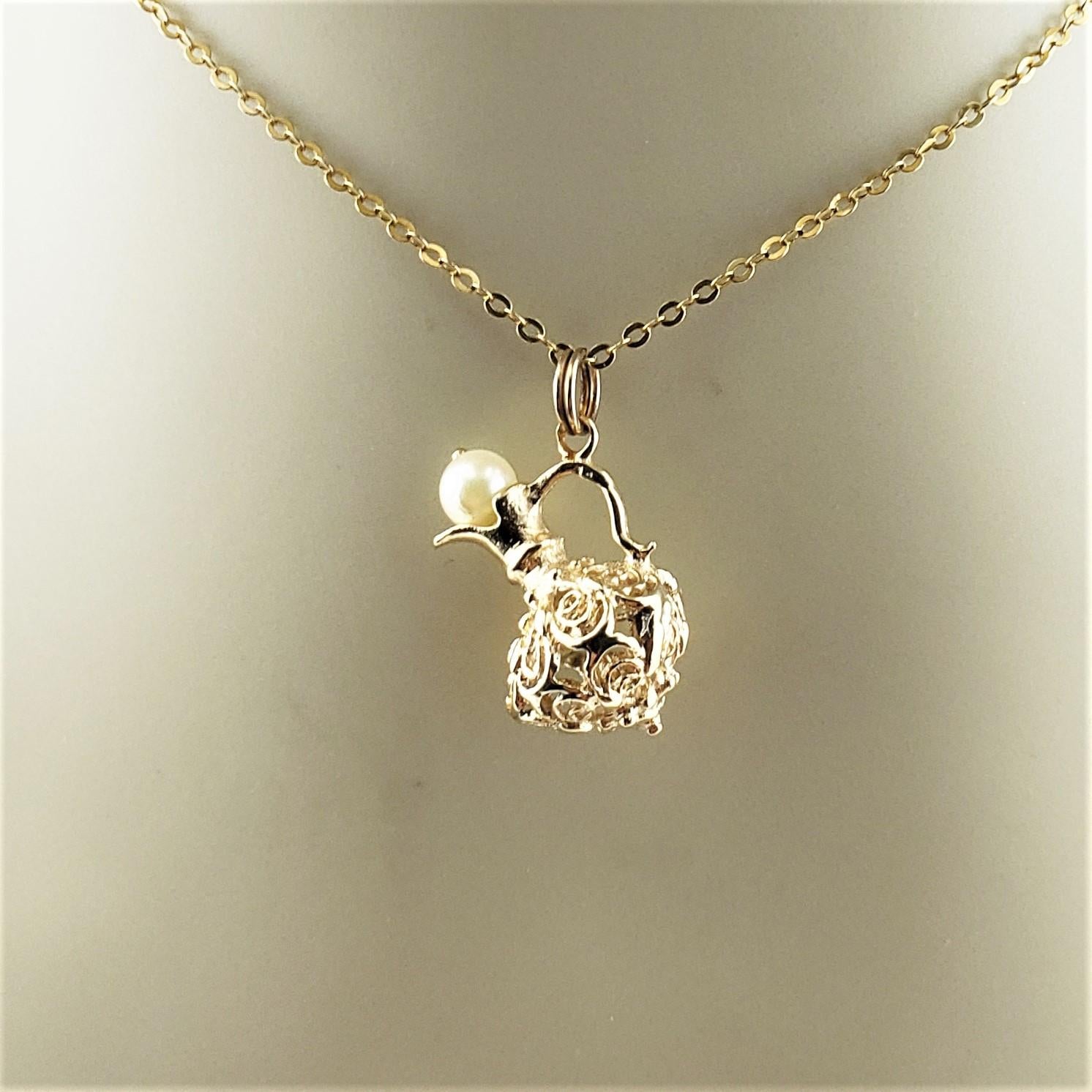 14 Karat Yellow Gold and Pearl Pitcher Charm 2