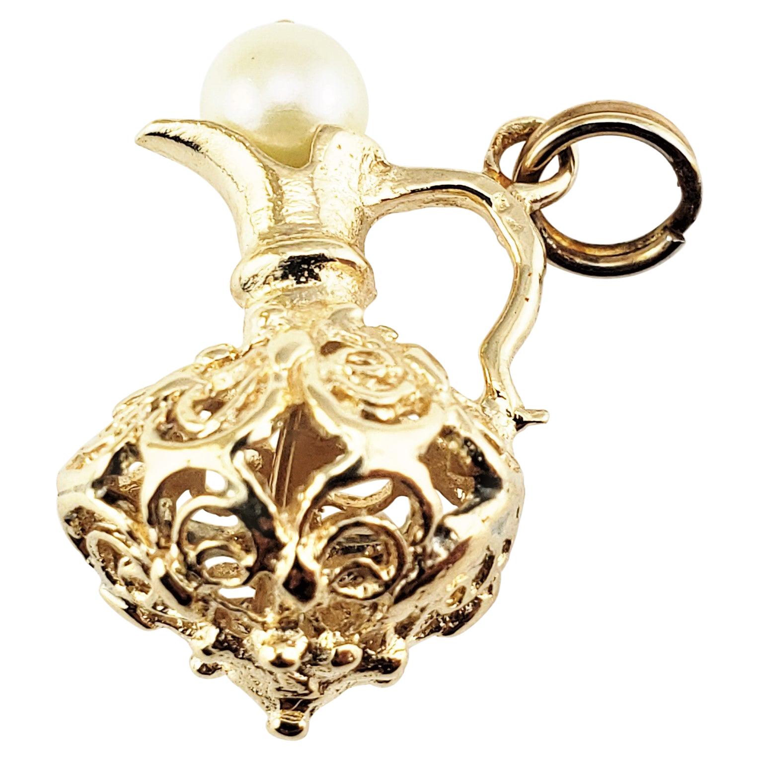14 Karat Yellow Gold and Pearl Pitcher Charm