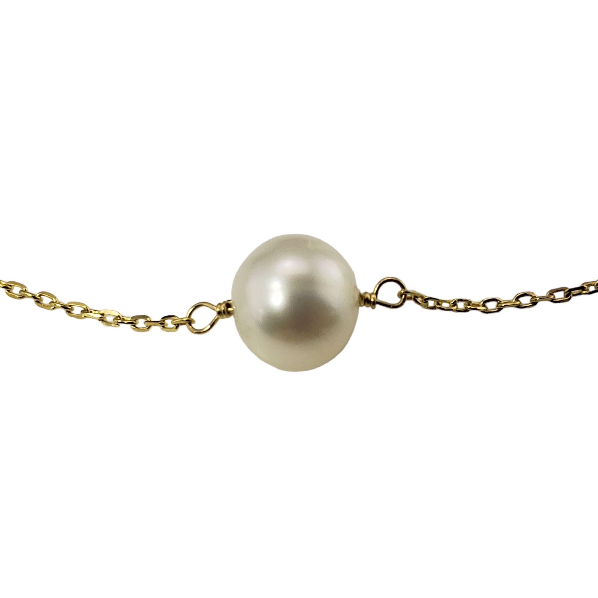 14 Karat Yellow Gold and Pearl Station Bracelet #13324 In Good Condition For Sale In Washington Depot, CT