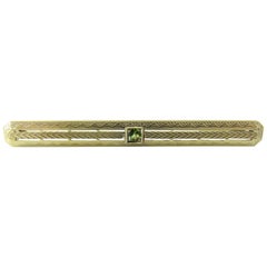14 Karat Yellow Gold and Peridot Bar Pin or Brooch