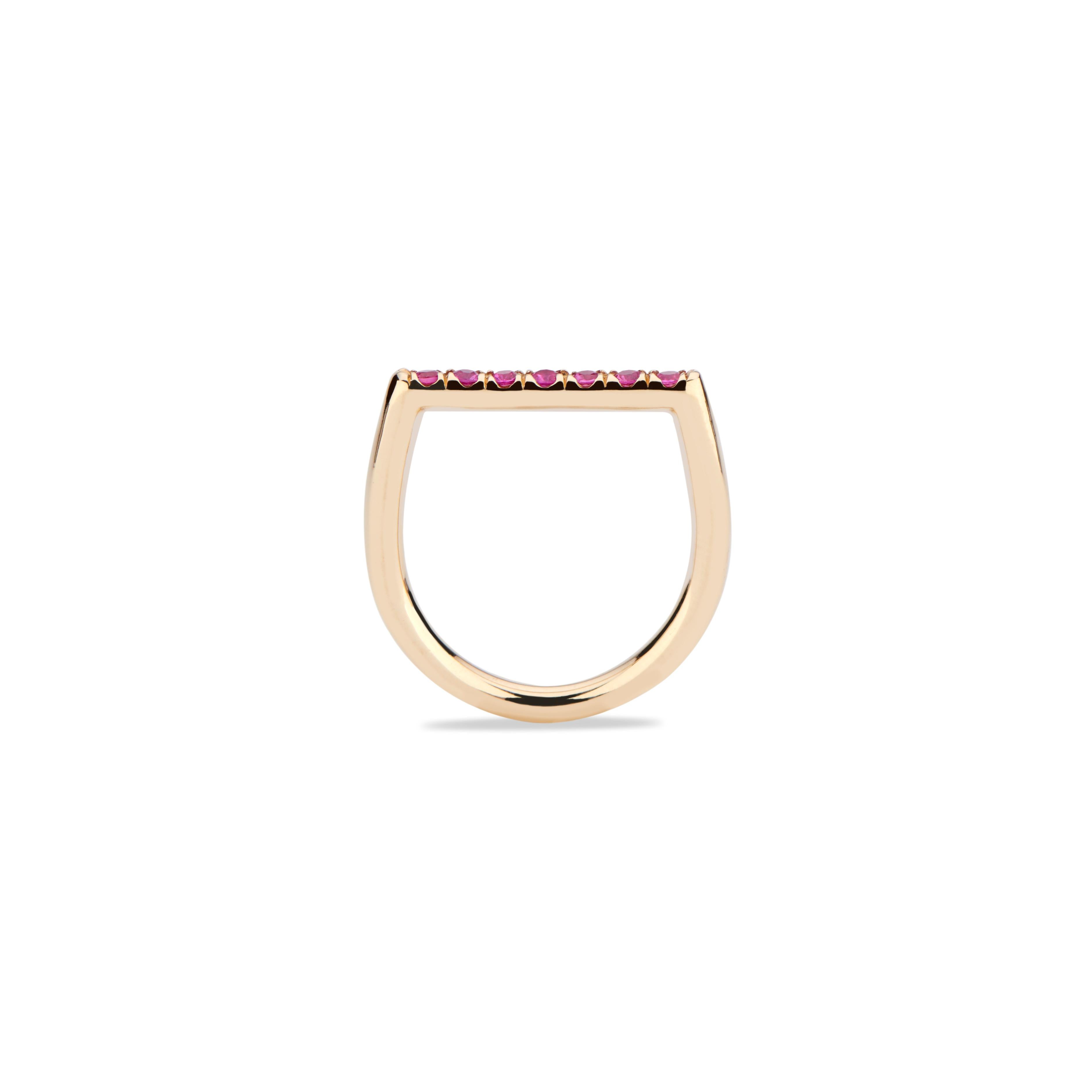 Contemporary 14 Karat Yellow Gold and Pink Sapphire Stacking Ring For Sale