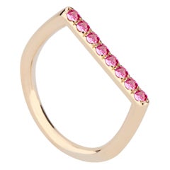14 Karat Yellow Gold and Pink Sapphire Stacking Ring