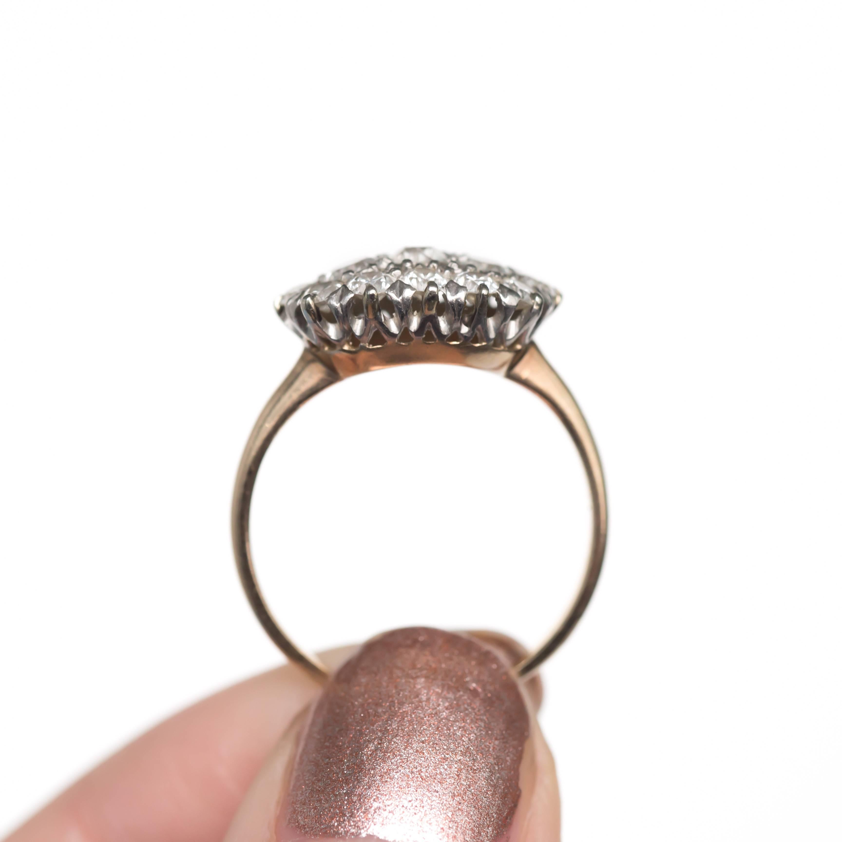 Women's 14 Karat Yellow Gold and Platinum Engagement Ring