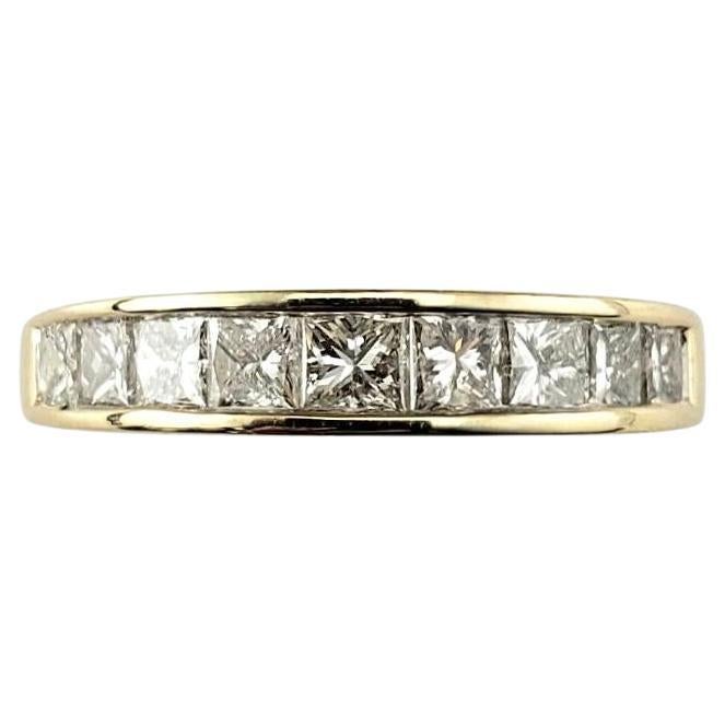 14 Karat Yellow Gold and Princess Cut Diamond Band Ring Size 7 #21812