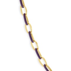 Collier à maillons ovales en or jaune 14 carats et émail violet