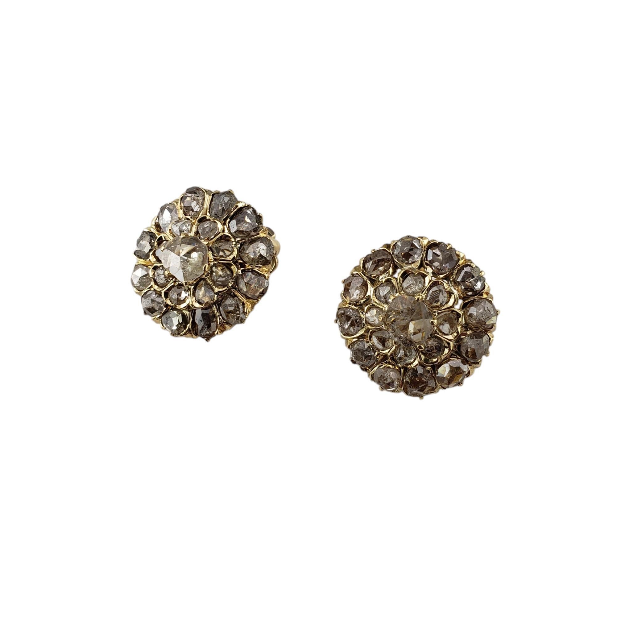 Contemporain Boucles d'oreilles à clip en or jaune 14 carats et diamants taillés en rose #20108 en vente