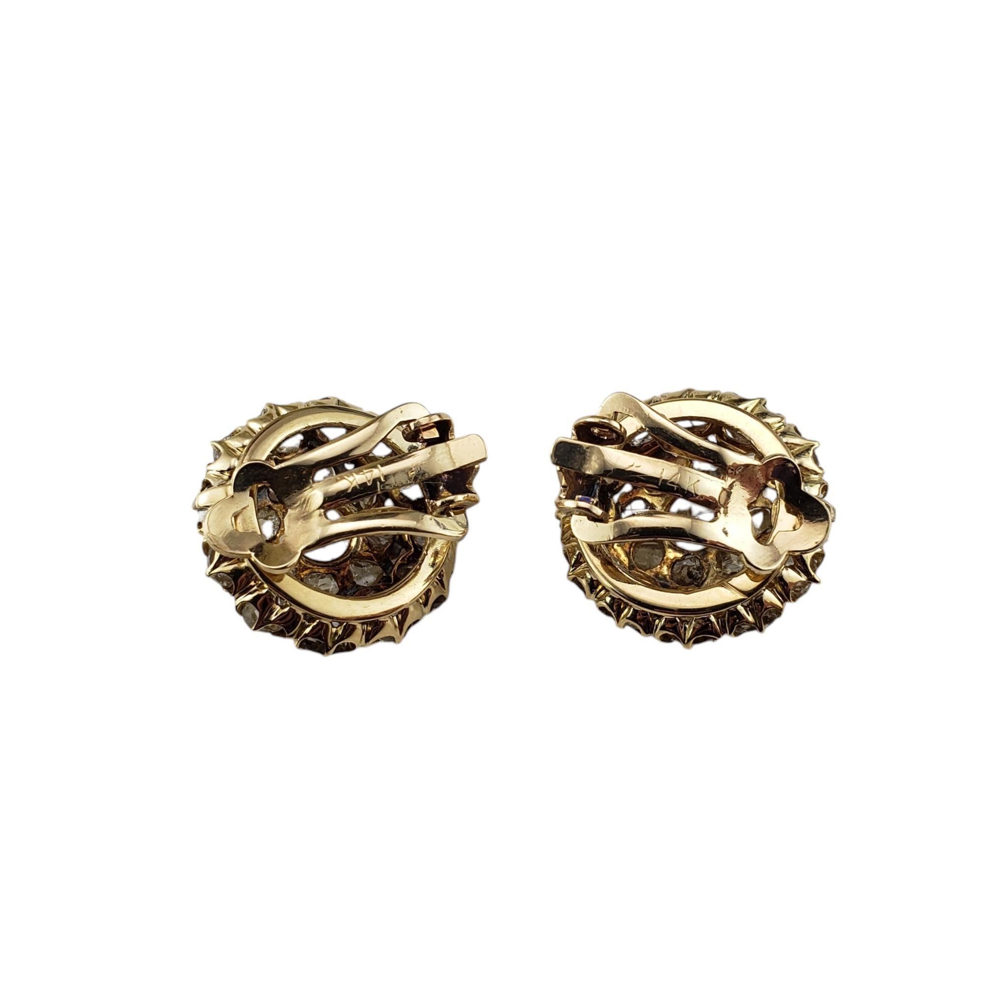 Taille rose Boucles d'oreilles à clip en or jaune 14 carats et diamants taillés en rose #20108 en vente